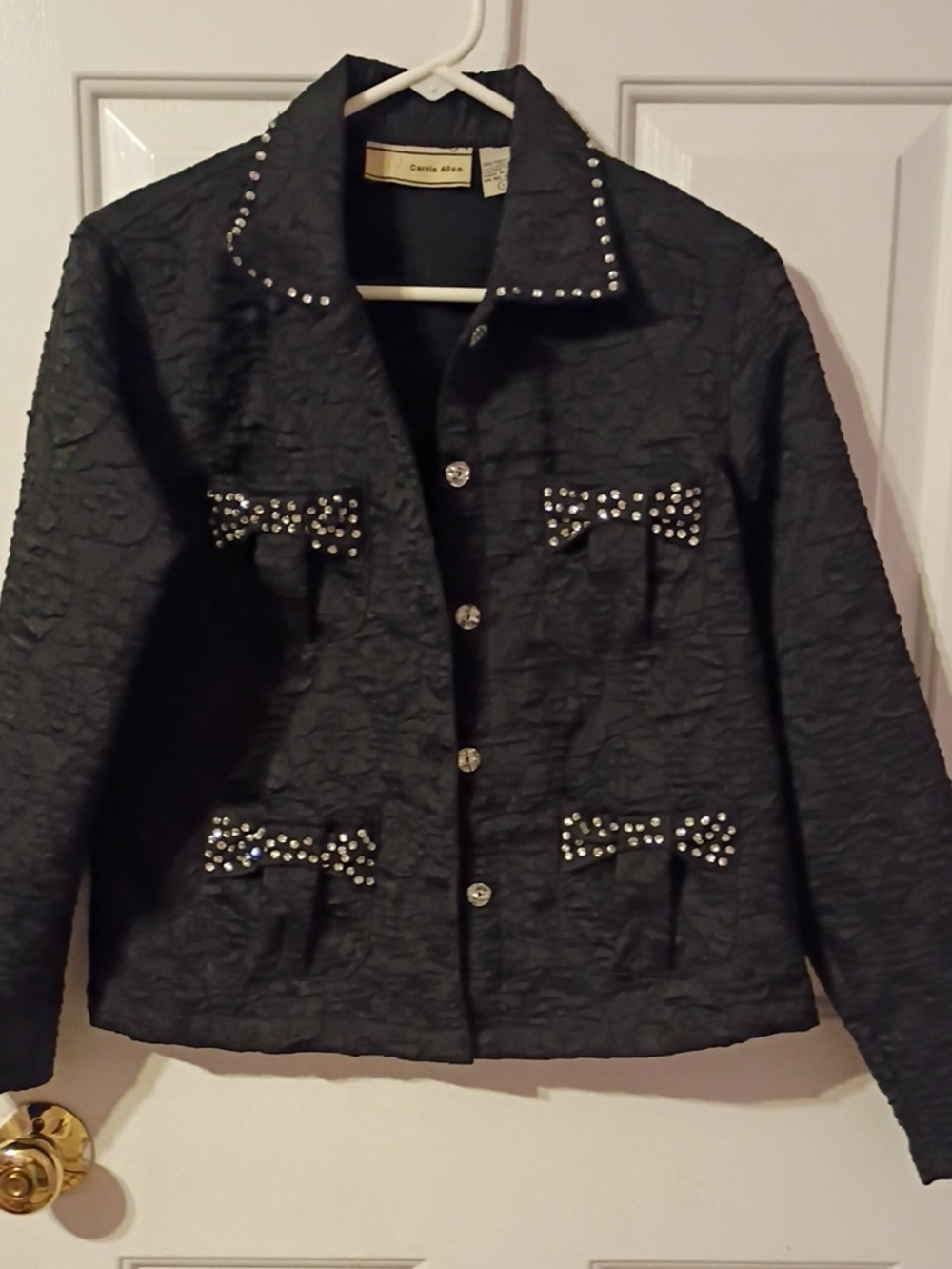 Carrie Allen Black Embellished Bow-Trim Jacket